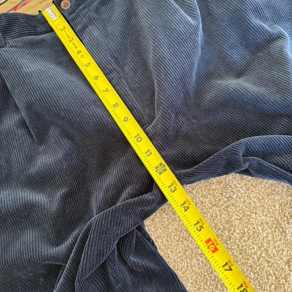 Polo Ralph Lauren Corduroy Pants Mens 40x30 Navy Blue Pleated Cuffed Trousers